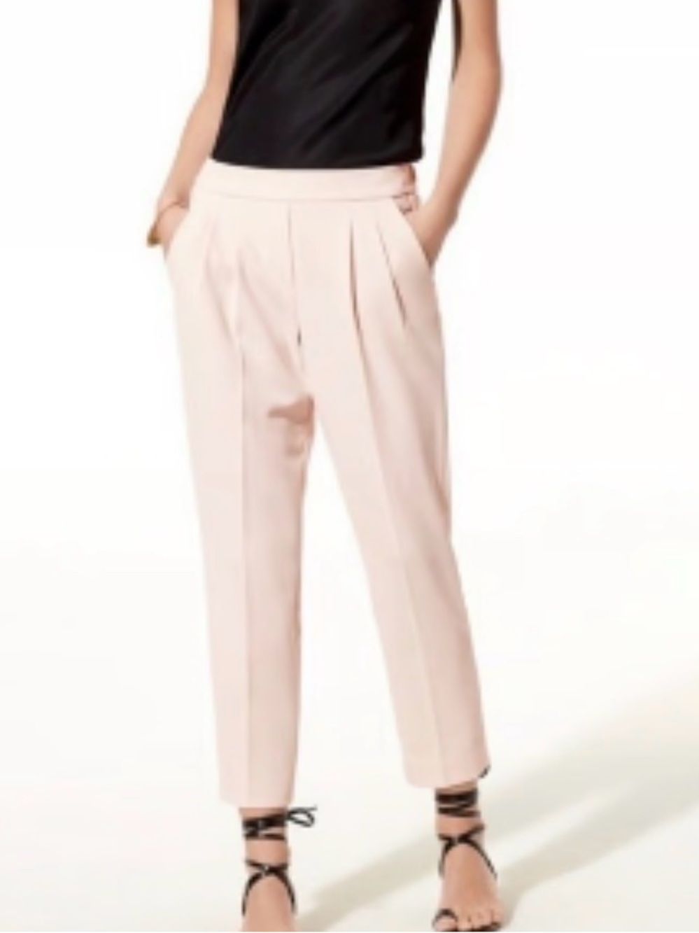 Babaton Tailored High-Waist Pleated Pants - Light Pink